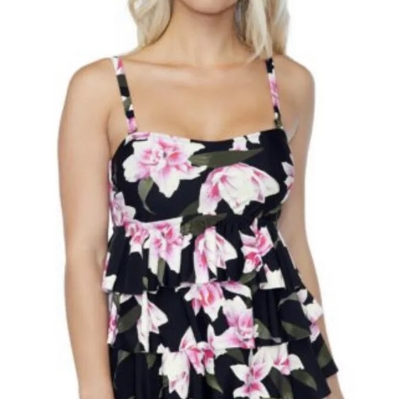 Island Escape Floral Tiered Tankini Top - Picture 2 of 4